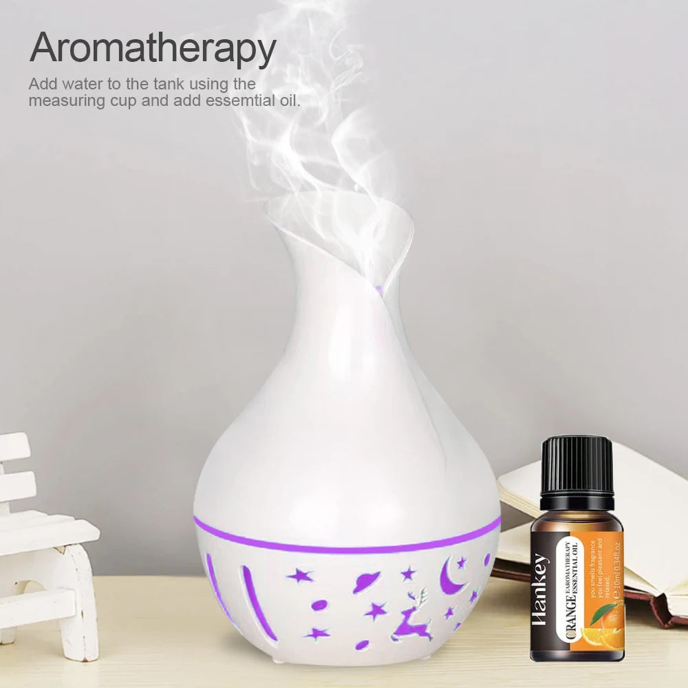 Ultrasonic Cool Mist Humidifier with Aromatherapy oils diffuser 200ml water Tank Timer and Soothing LED Lights for Stress Relief