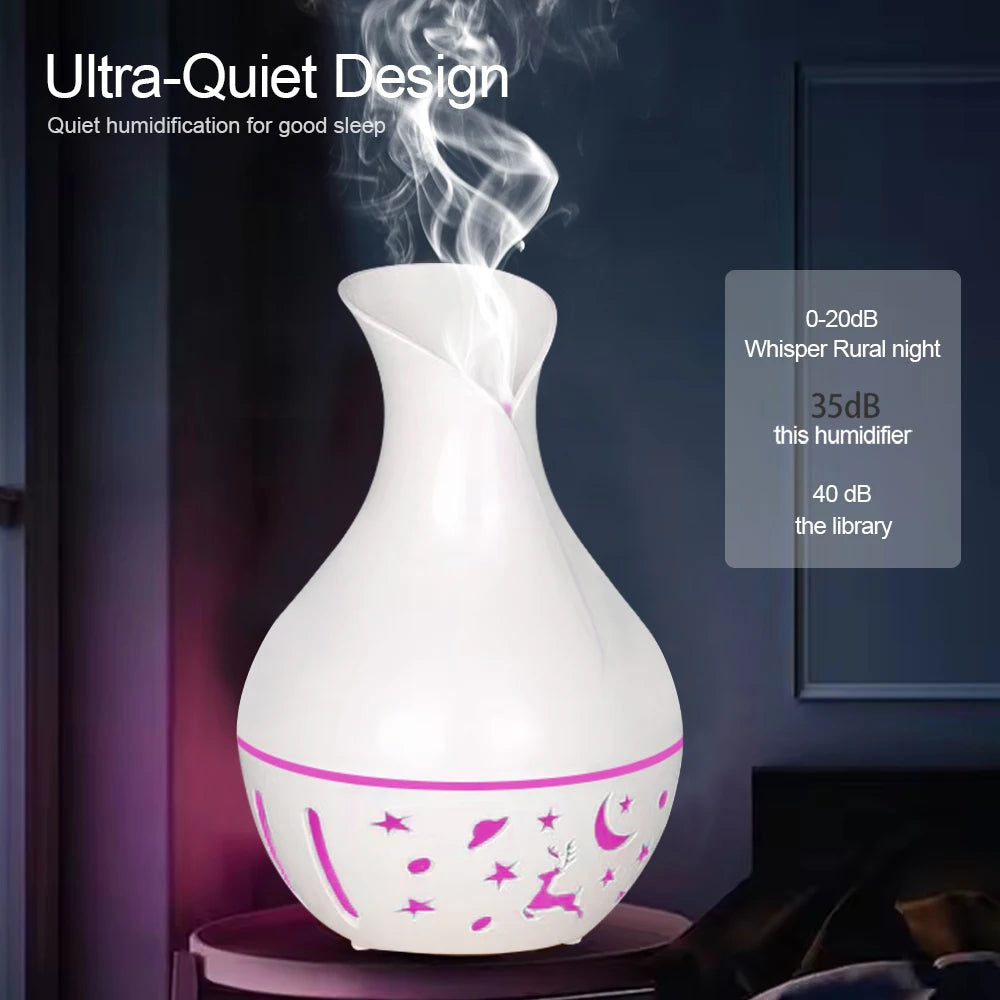 Ultrasonic Cool Mist Humidifier with Aromatherapy oils diffuser 200ml water Tank Timer and Soothing LED Lights for Stress Relief
