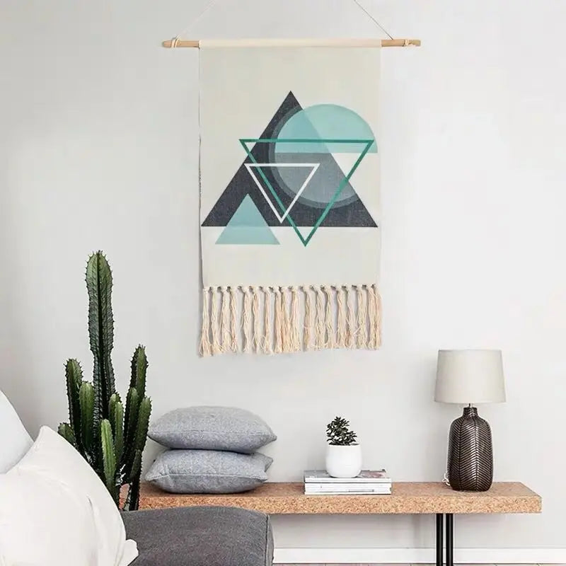 Macrame Wall Hanging Tapestry Nordic Cotton Tassel Handmade Woven Bohemian Geometric Canvas Cloth Home Living Room Boho Decor