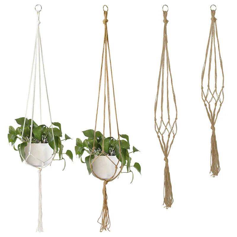 Macrame Handmade Plant Hanger Baskets Flower Pots Holder Balcony Hanging Decoration Knotted Lifting Rope Home Garden Supplies