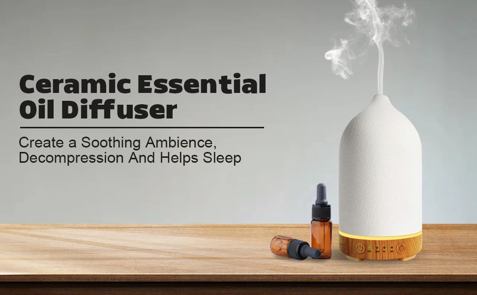 Ceramic Aroma Diffuser Automatic Small Humidifier Hotel Air Fresh Essential Oil Timing Colorful Lights Diffuser
