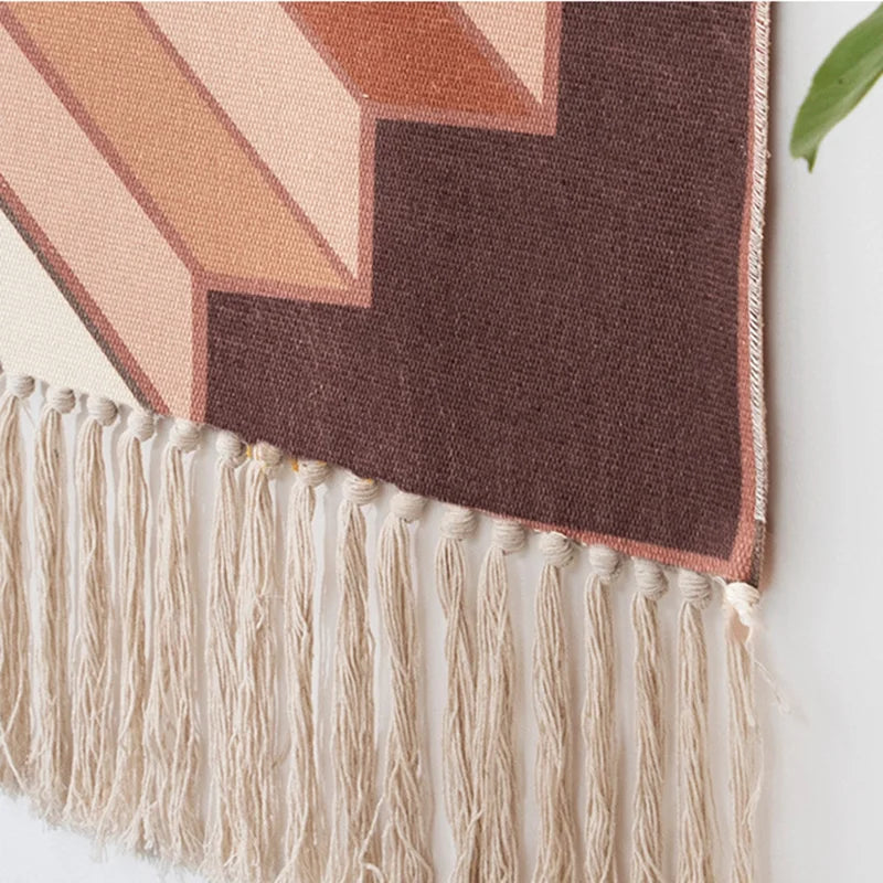 Macrame Wall Hanging Tapestry Nordic Cotton Tassel Handmade Woven Bohemian Geometric Canvas Cloth Home Living Room Boho Decor