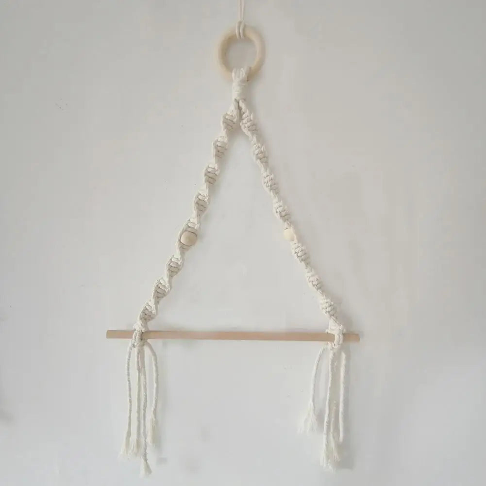 Nordic Wooden Stick Toilet Paper Holder Wall Hanging Hand-woven Tapestry Macrame Kitchen Bathroom Towel Rack Decoration