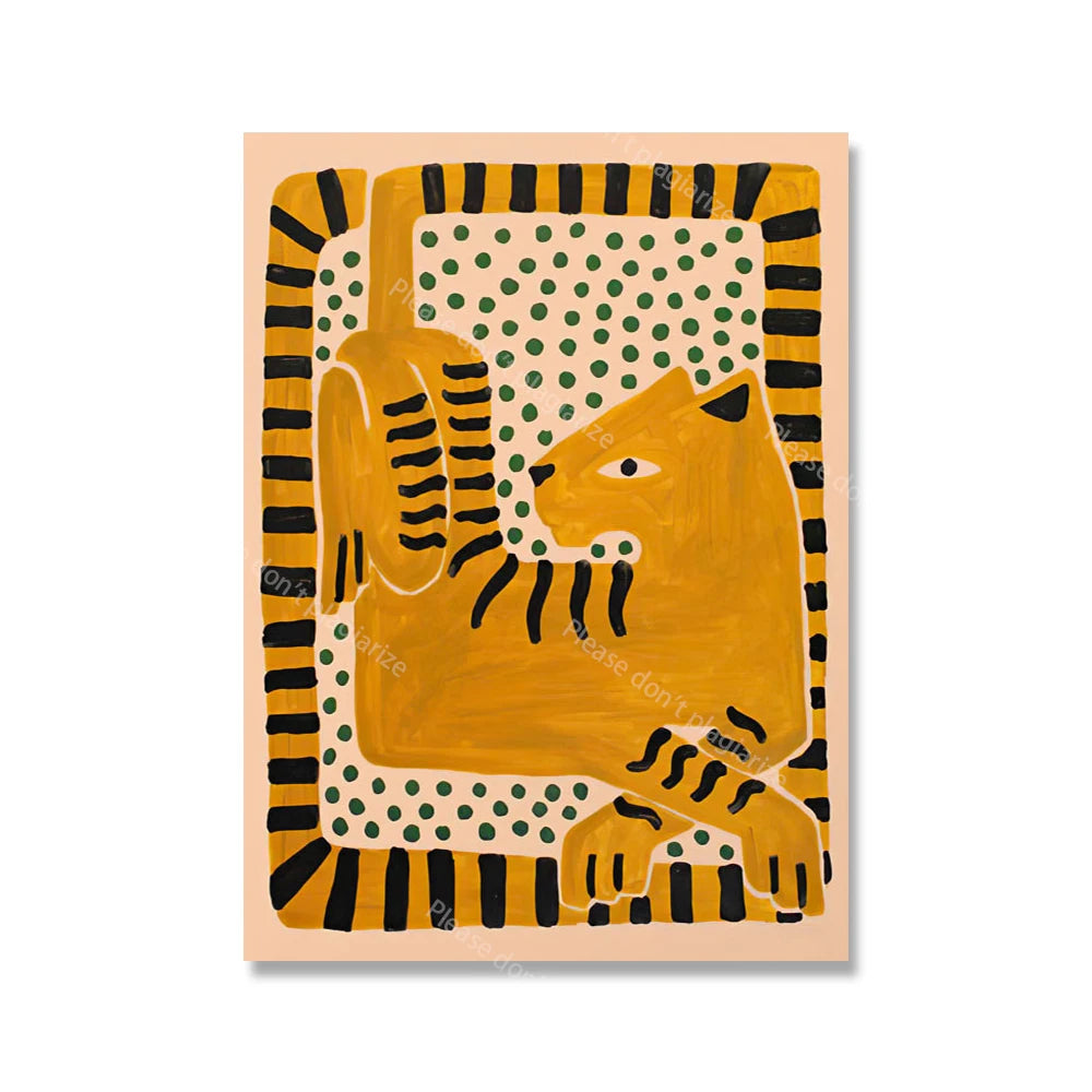 Ancient Egypt Colorful Abstract Boho Poster Tiger Leopard Figure Wall Art Prints Canvas Painting Decor Pictures For Living Room