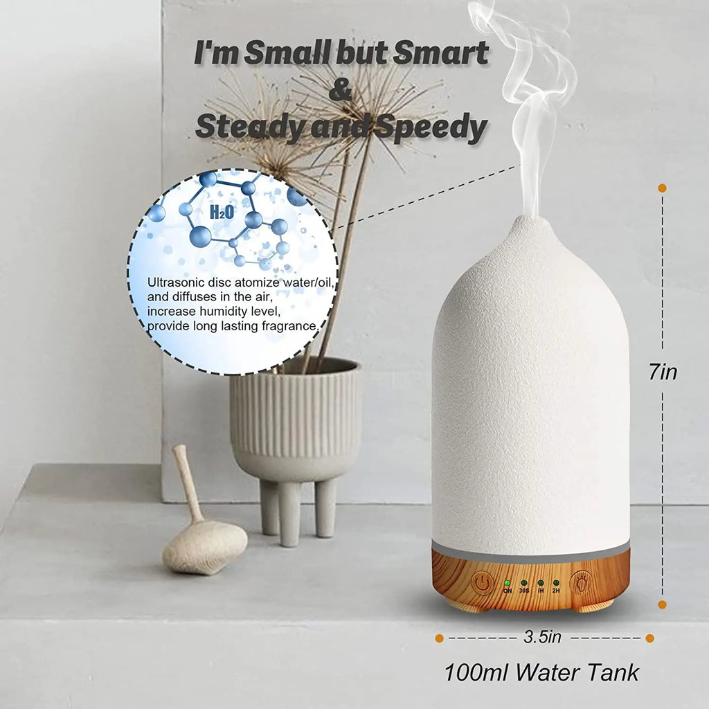 Ceramic Aroma Diffuser Automatic Small Humidifier Hotel Air Fresh Essential Oil Timing Colorful Lights Diffuser