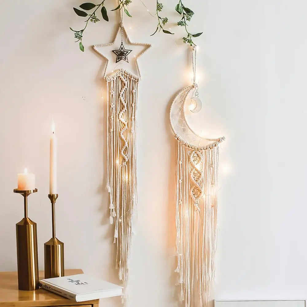 Nordic Star Moon Macrame Tapestry Bohemian Home Decoration Boho Room Decor Bedroom Wall Curtain Ramadan Eid Mubarak Decor