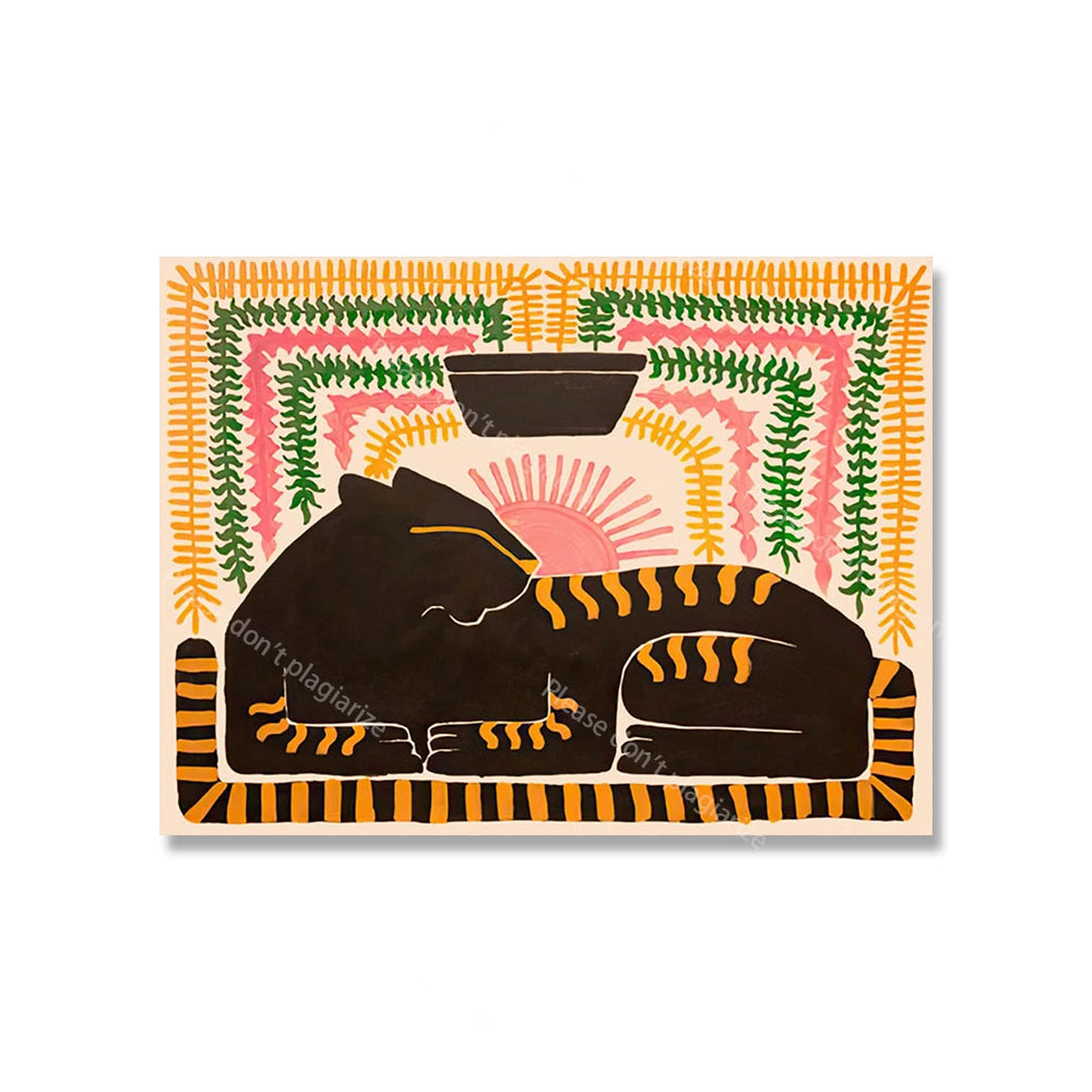 Ancient Egypt Colorful Abstract Boho Poster Tiger Leopard Figure Wall Art Prints Canvas Painting Decor Pictures For Living Room