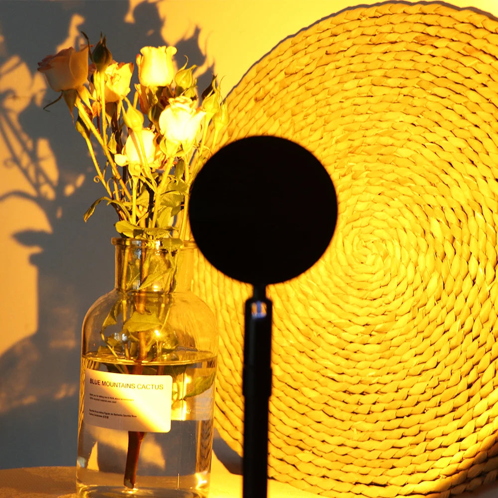 Rainbow Sunset Projector Night Light RGB Lamp for Home Coffe Shop Photography Background Wall Decoration Atmosphere Table Lamp