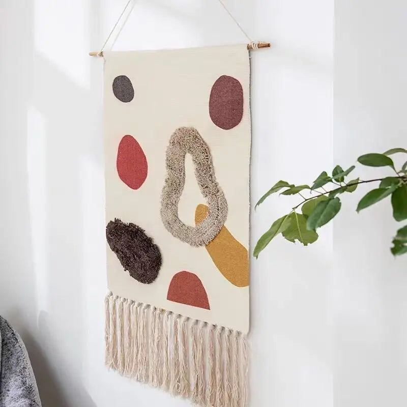 Macrame Wall Hanging Tapestry Nordic Cotton Tassel Handmade Woven Bohemian Geometric Canvas Cloth Home Living Room Boho Decor