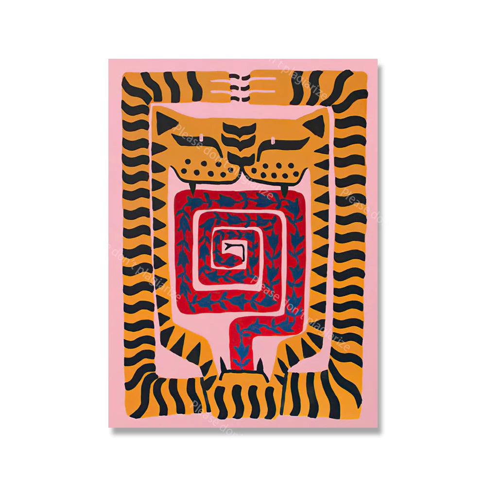 Ancient Egypt Colorful Abstract Boho Poster Tiger Leopard Figure Wall Art Prints Canvas Painting Decor Pictures For Living Room