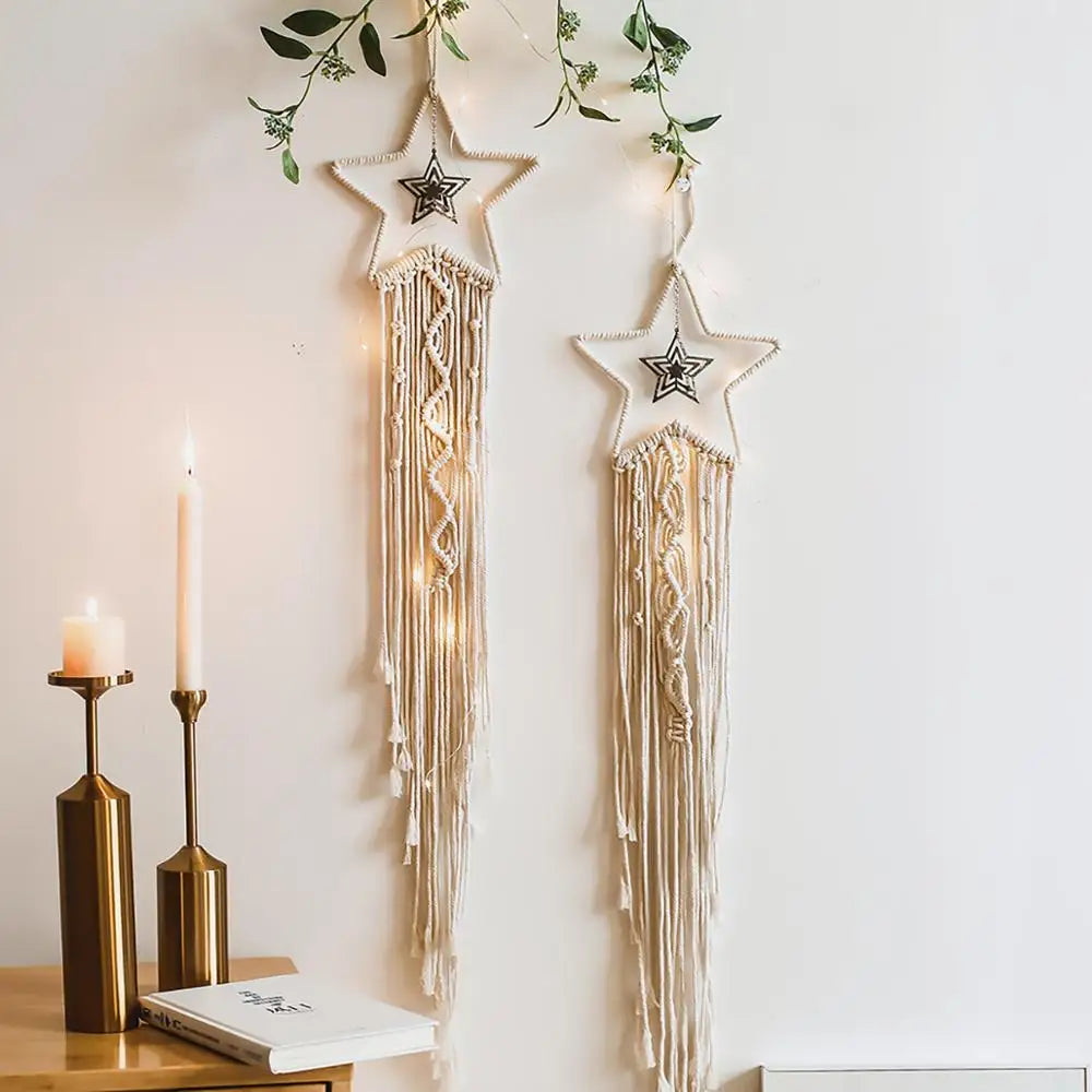 Nordic Star Moon Macrame Tapestry Bohemian Home Decoration Boho Room Decor Bedroom Wall Curtain Ramadan Eid Mubarak Decor
