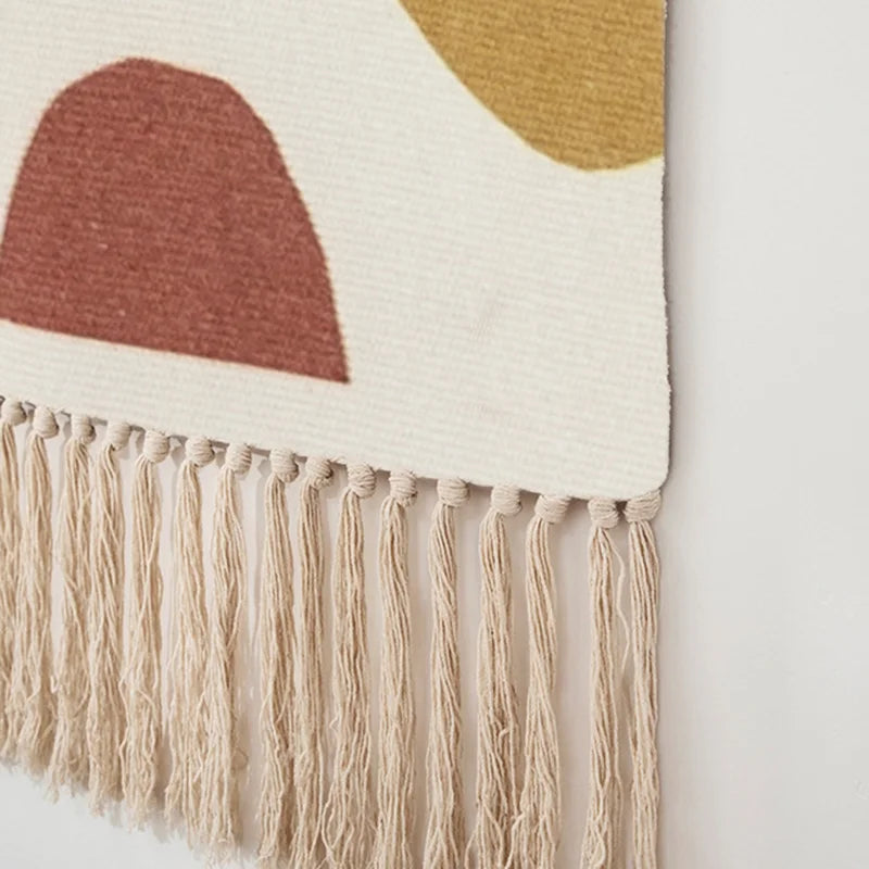 Macrame Wall Hanging Tapestry Nordic Cotton Tassel Handmade Woven Bohemian Geometric Canvas Cloth Home Living Room Boho Decor