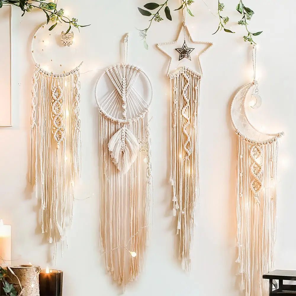 Nordic Star Moon Macrame Tapestry Bohemian Home Decoration Boho Room Decor Bedroom Wall Curtain Ramadan Eid Mubarak Decor