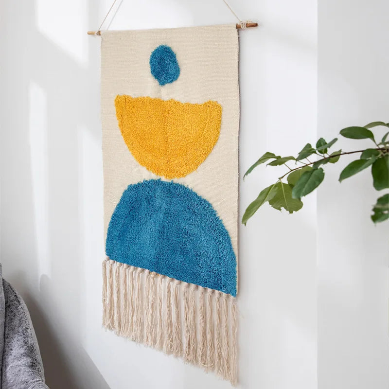 Macrame Wall Hanging Tapestry Nordic Cotton Tassel Handmade Woven Bohemian Geometric Canvas Cloth Home Living Room Boho Decor