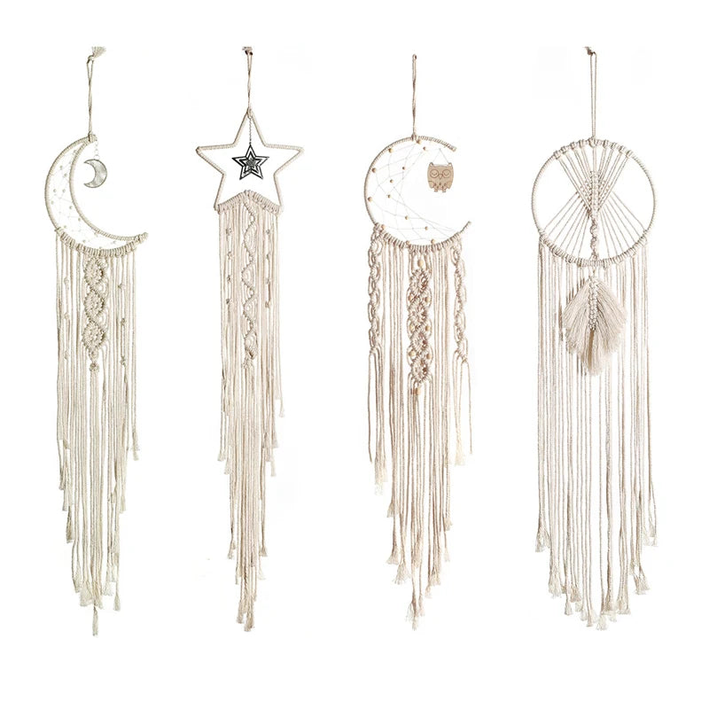 Nordic Star Moon Macrame Tapestry Bohemian Home Decoration Boho Room Decor Bedroom Wall Curtain Ramadan Eid Mubarak Decor