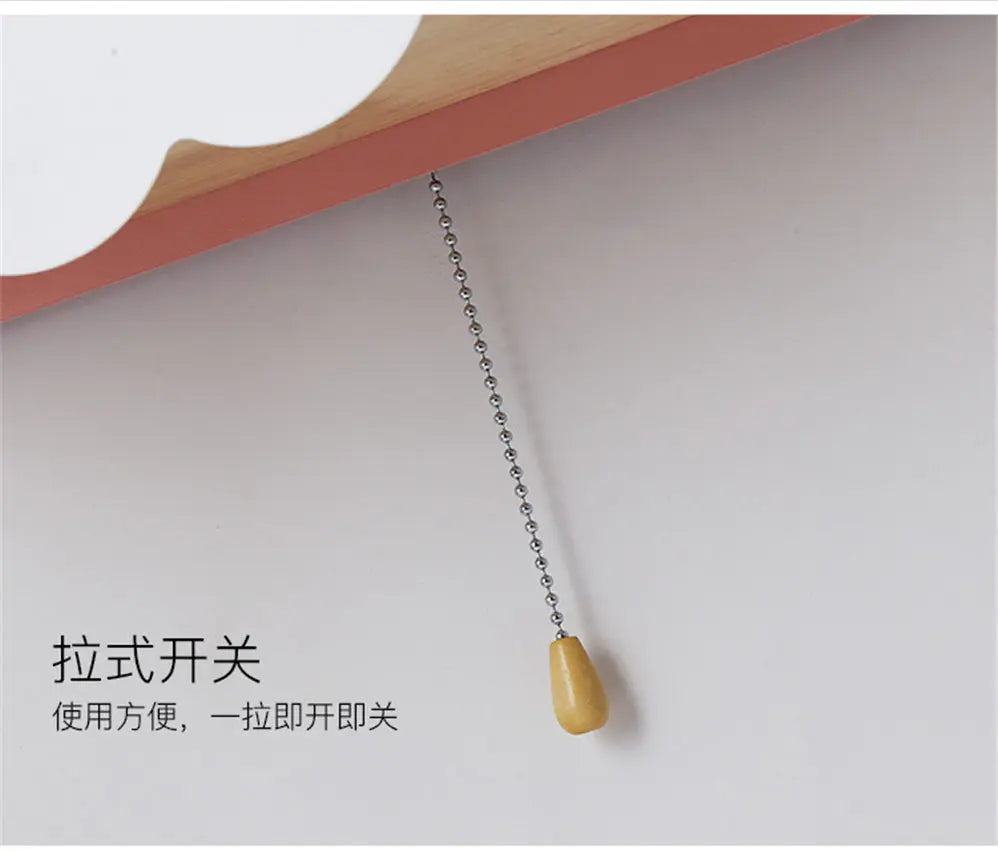 Nordic Cloud Wood Shelf Wall Lamp With Pull Switch Children Bedroom Bedside Night Light Study Corridor Wall Sconce Led Fixture