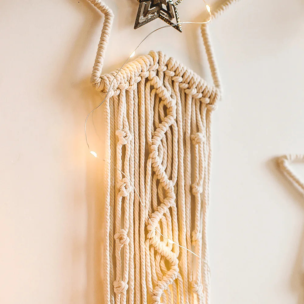 Nordic Star Moon Macrame Tapestry Bohemian Home Decoration Boho Room Decor Bedroom Wall Curtain Ramadan Eid Mubarak Decor