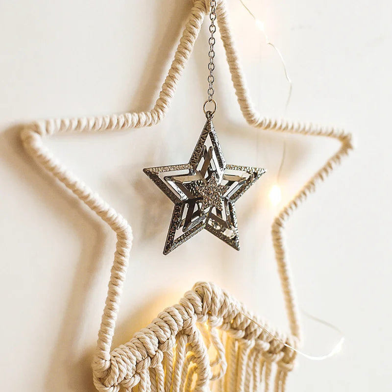 Nordic Star Moon Macrame Tapestry Bohemian Home Decoration Boho Room Decor Bedroom Wall Curtain Ramadan Eid Mubarak Decor