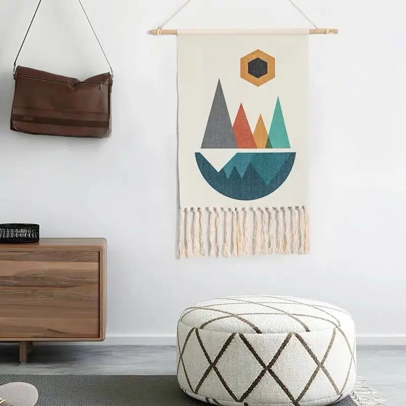 Macrame Wall Hanging Tapestry Nordic Cotton Tassel Handmade Woven Bohemian Geometric Canvas Cloth Home Living Room Boho Decor