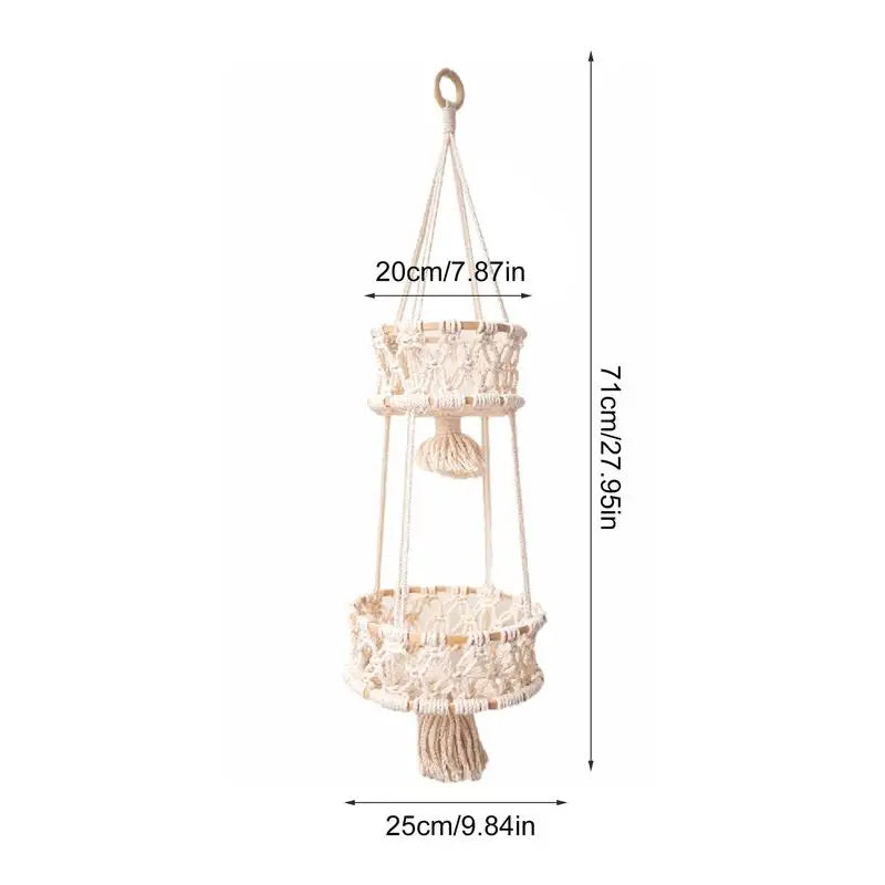 Hanging Hand-woven Macrame Plant Hanger Flower Pot Planter Hanger Wall Decor Courtyard Garden Hanging Planter Hanging Basket