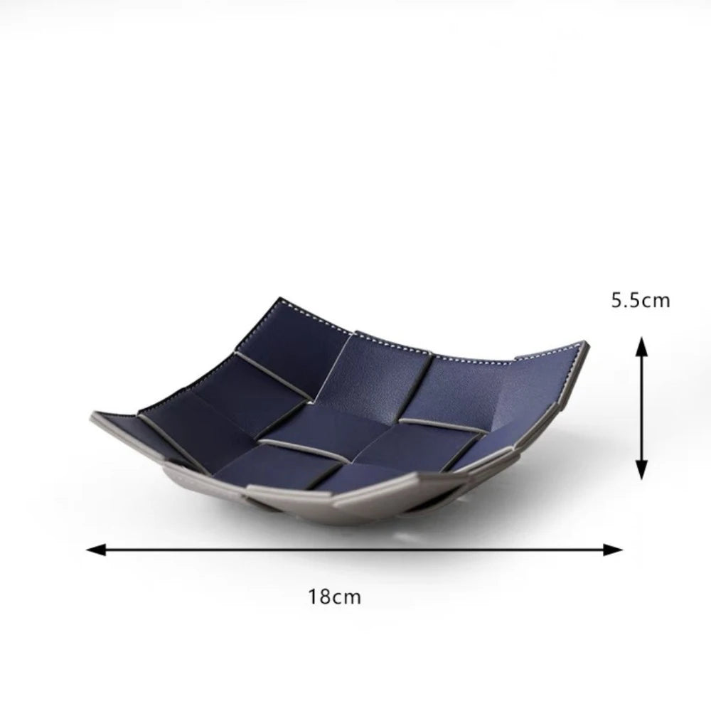 1 Piece Leather Storage Tray Home Appliances Tray Leather Living Room Desktop Woven Storage Tray Trays Decorative  Jewelry Dish