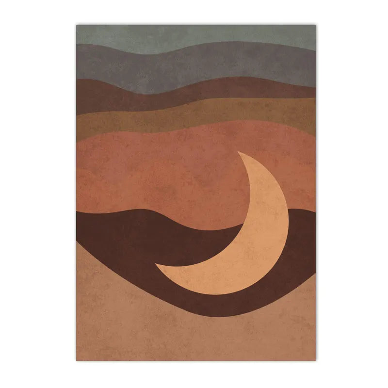 Mid Century Modern Orange Terracotta Boho Posters Wall Art Print Pictures Sun Canvas Painting Vintage Wall Poster Bedroom Decor