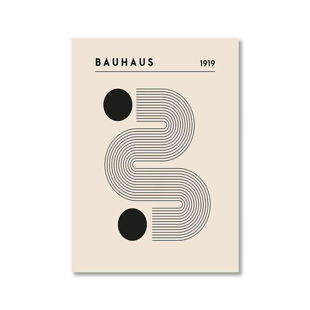 Abstract Bauhaus Style Geometric Wall Art Posters Prints Picture Vintage Black Beige Line Canvas Paintings For Modern Home Decor