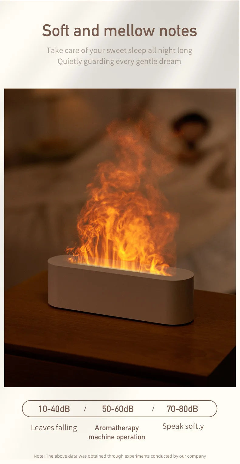 Flame Aroma Diffuser Essential Oil Air Humidifier Ultrasonic Cool Mist Difusor with RGB Realistic Fire Night Light