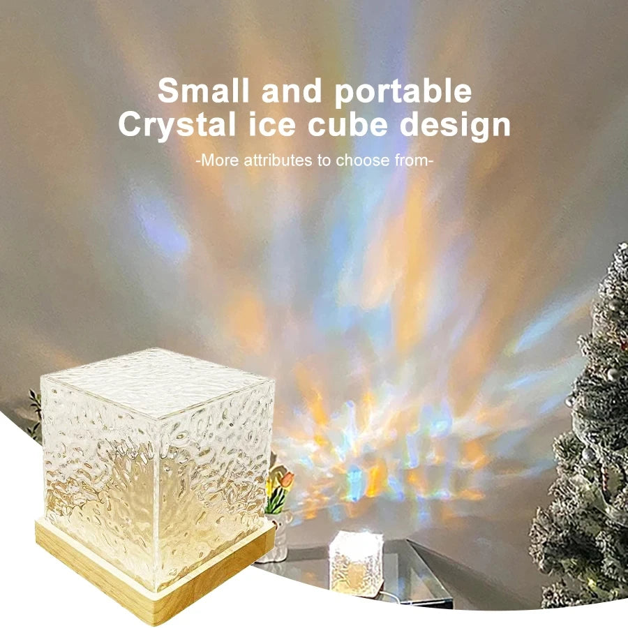 Water Ripple Projector 3/16 Colors Night Light Flame Crystal Lamp Home Houses Decoration Sunset Lights Gift Rotating Light