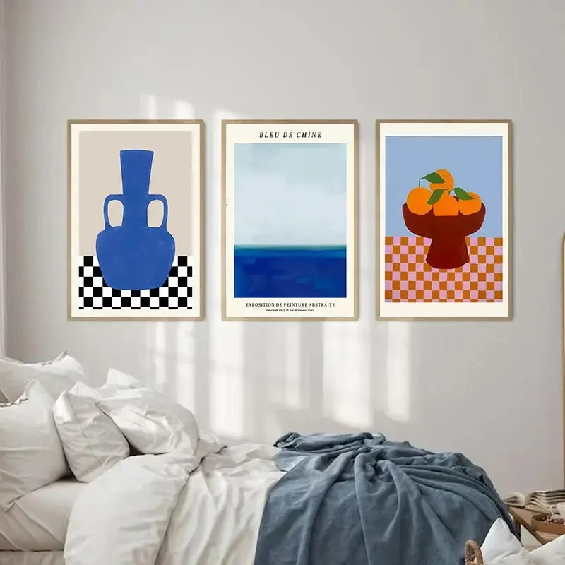 Abstract Line Face, Curve Striped Girl, Vase, Bird Canvas Painting Poster  for Home Decor  Living Room Wall Art for Bed Room
