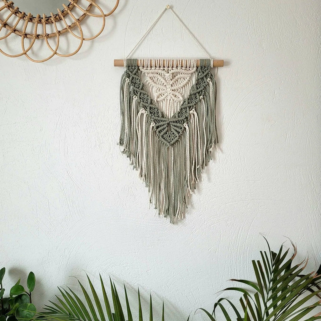Macrame Wall Hanging Boho Art Wall Decor Wooden Bead Bedroom Nursery Apartment Home Decoration Gift for Girls Birthday Christmas