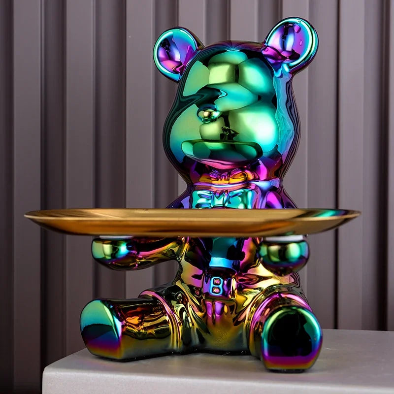 Home Decor Ceramic Colorful Plating Bear Storage Box Home Living New Room Desktop Tray Decorative Statue Money Box Ornaments