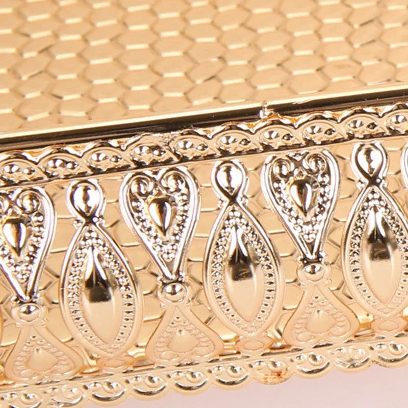 Creative Vintage Gold Fruit Tray Golden Round Square Fruit Plate Multi-Function Metal Snack Home Storage Plate Tablewear
