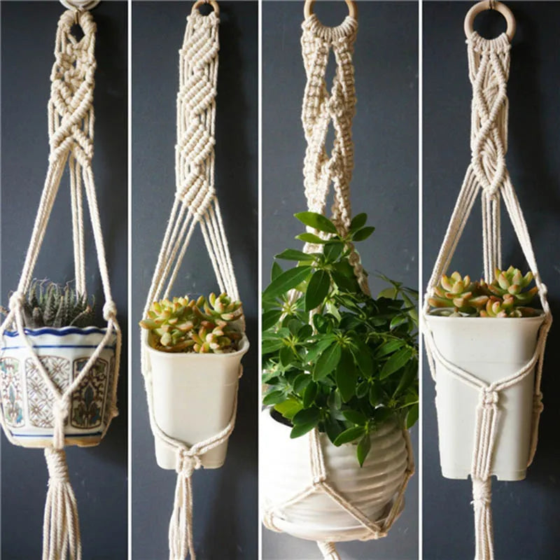 5PCS/set handmade macrame infoor plant hanging for flower pot  boho style macrame plant hanger