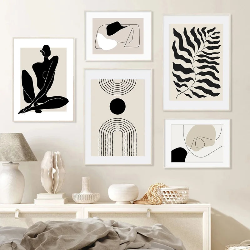 Geometric Leaf Rainbow Abstract Boho Canvas Prints Bohemia Line Poster Nordic Room Wall Aesthetics Art Painting For Home Decor