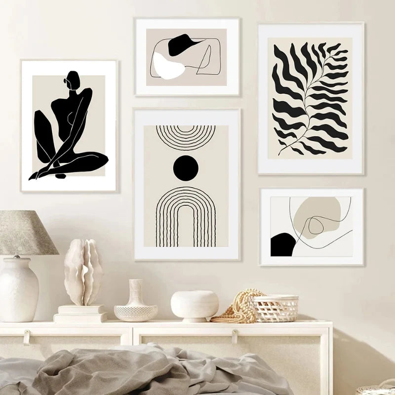 Geometric Leaf Rainbow Abstract Boho Canvas Prints Bohemia Line Poster Nordic Room Wall Aesthetics Art Painting For Home Decor