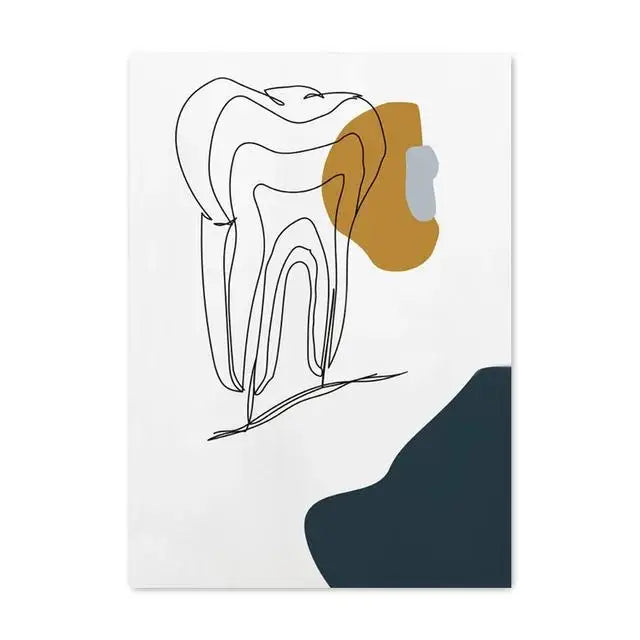 Modern Abstract Line Art Canvas Painting  Dental Clinic Wall Decor Dentist Office Posters and Prints Aesthetic Teeth Artwork for