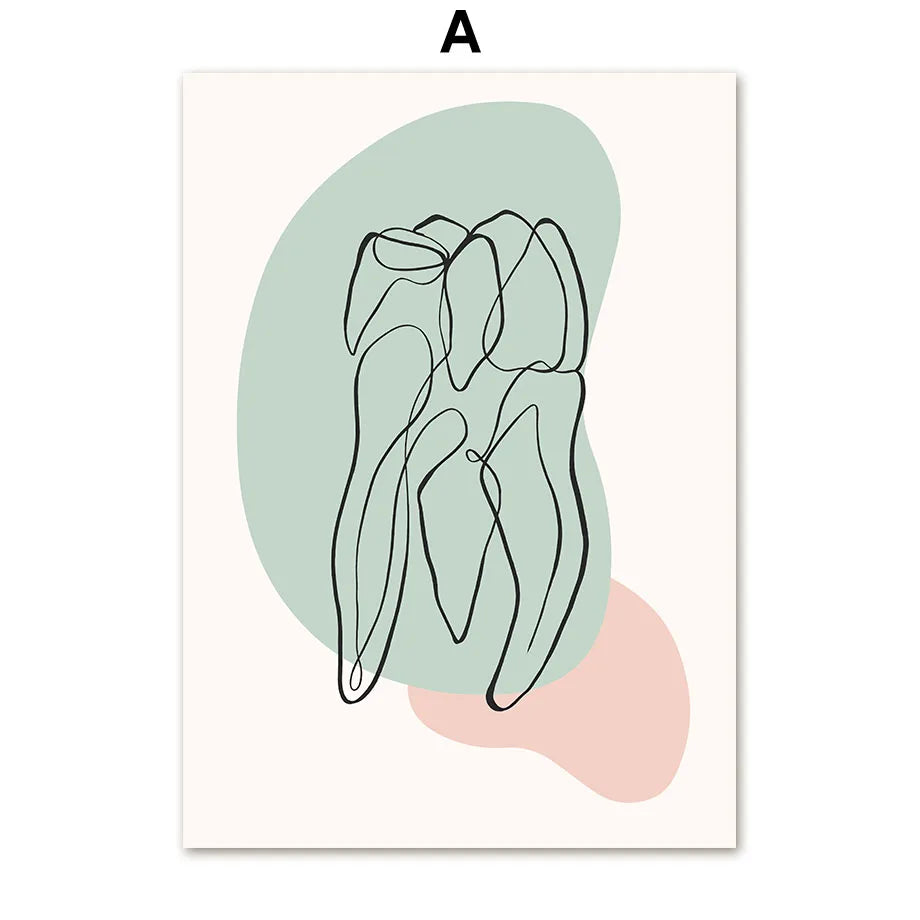 Abstract Line Teeth Oral Health Modern Wall Art Canvas Painting Nordic Posters And Prints Wall Pictures For Dental Clinic Decor