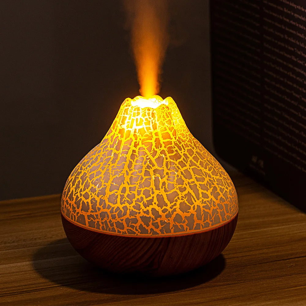 Volcano Air Humidifier 300ml Large Capacity Water Mist Aromatherapy Diffuser USB Desktop Humidifier with 7 Colorful Night Lights