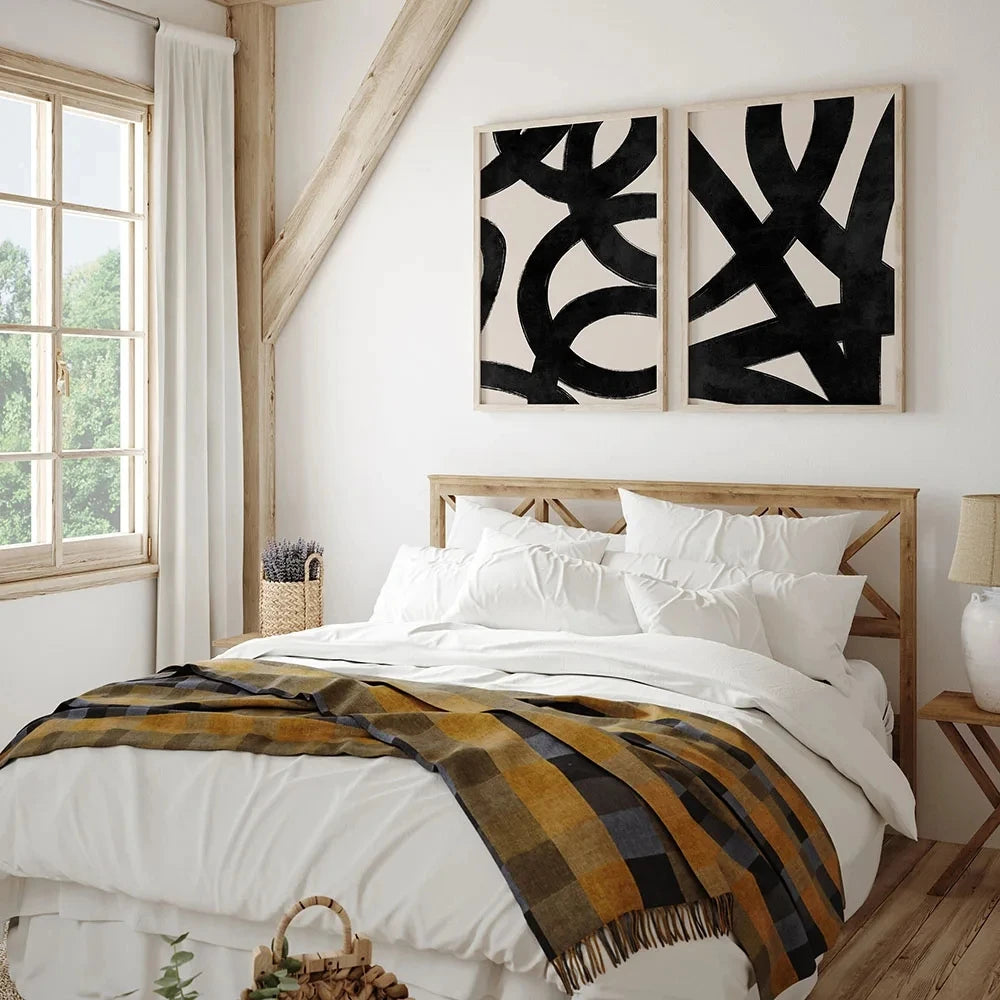 Modern Poster Abstract Art Prints Canvas Painting Beige Black Line Minimal Wall Art Pictures For Living Room Home Decor