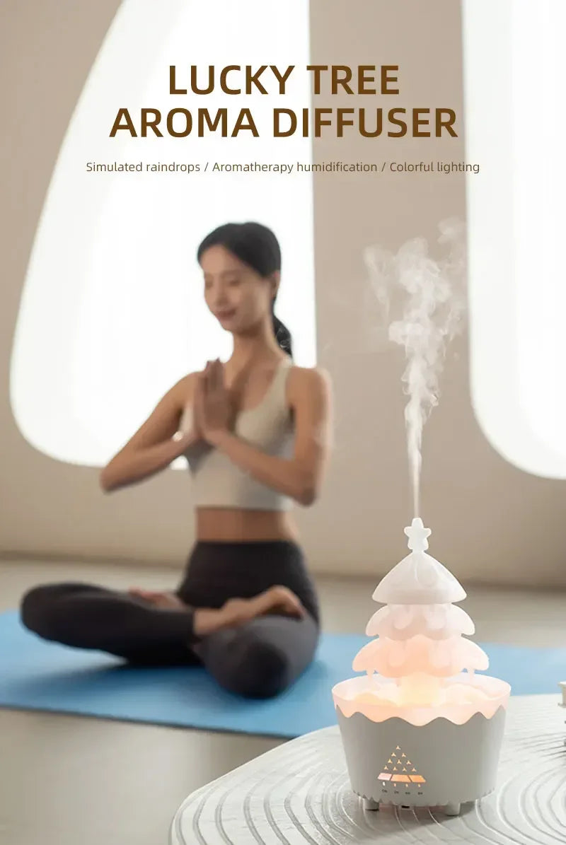 Rain Cloud Aromatherapy Diffuser Ultrasonic Air Humidifier Soothing Water Drops Sound Essential Oil Aroma Diffuser with LED Lamp