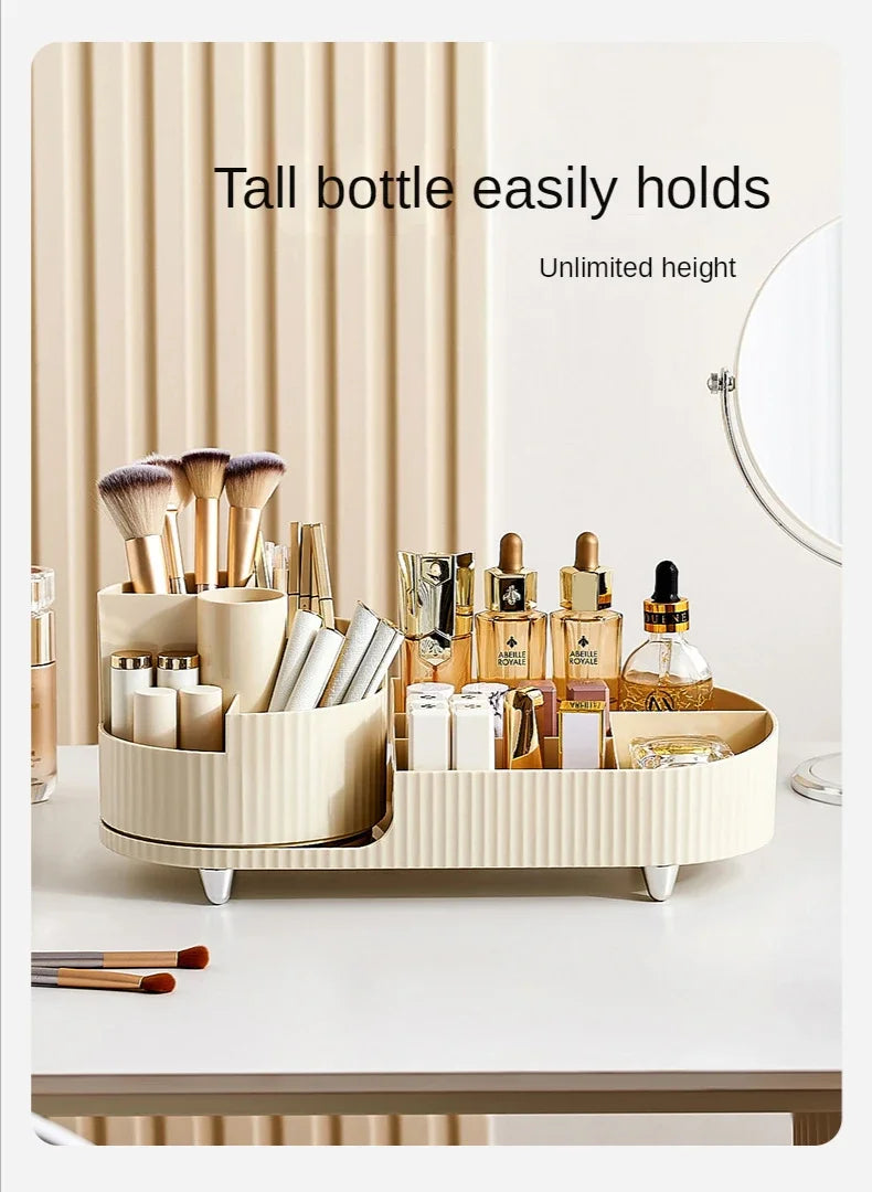 Cosmetics Storage Box Rotating Pen Holder Vanity Table Desktop Makeup Brush Organizer Lipstick Eyeshadow Powder Puff Shelf --