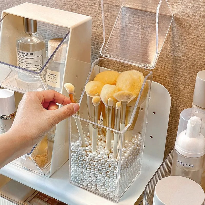 1pc makeup brush storage box, simple and transparent multifunctional makeup brush storage rack, simple, durable and practical