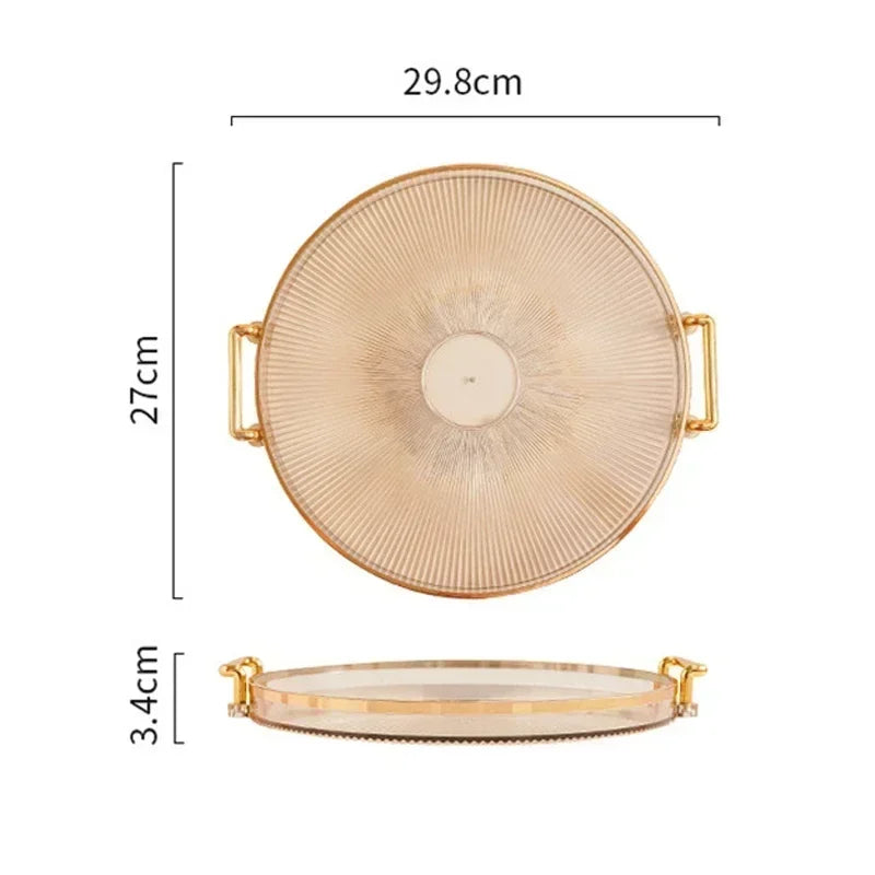 1PC Round Storage Tray Home Living Room Coffee Table Tea Cup Storage Plate Acrylic Tray Aromatherapy Organizer Tray Home Decor