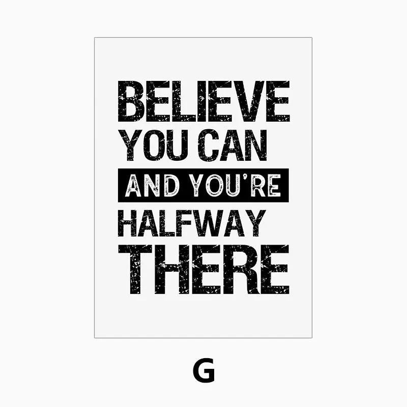 Black White Inspirational Quotes Canvas Art Poster Print Modern Nordic Wall Decorative Picture for Living Room Office Home Decor
