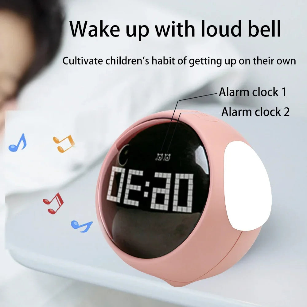 New Night Light Cute Expression Alarm Clock Child Alarm Clock Voice Controlled Light Multifunctional For Home Thermometer