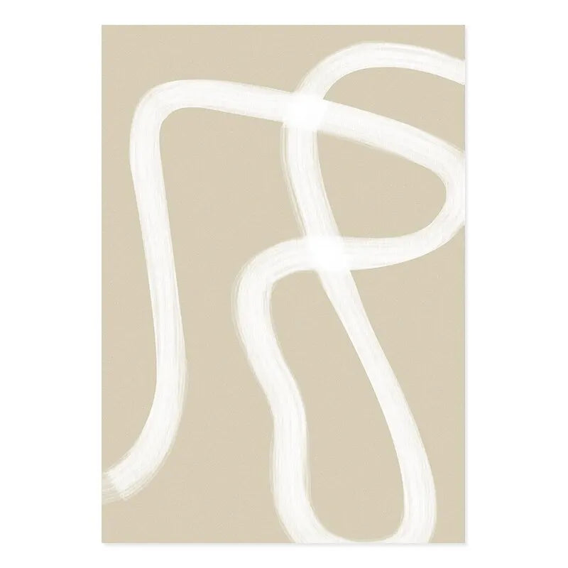 Boho Abstract Matisse Beige White Line Wall Art Poster  Minimalist Canvas Paintings Print Picture for Living Room Interior Home
