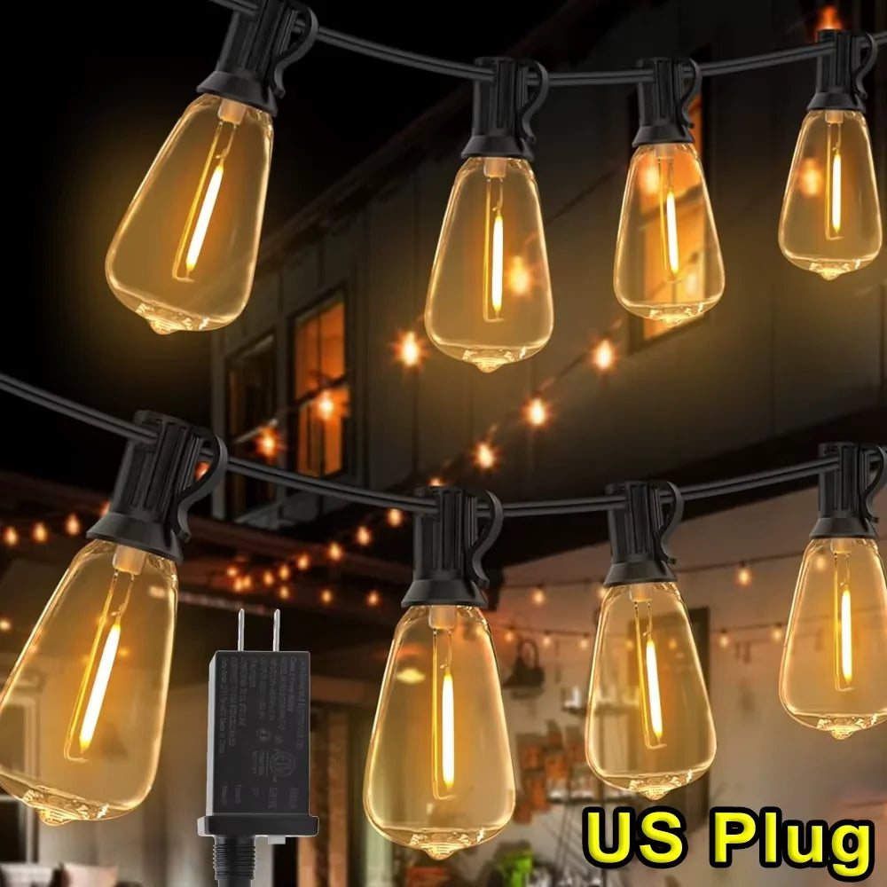 28ft Outdoor String Light 1/2/3/4PCS ST38 Bulb LED Garland Fairy Lamp US Plug Patio Light for Garden Wedding Party Balcony Decor
