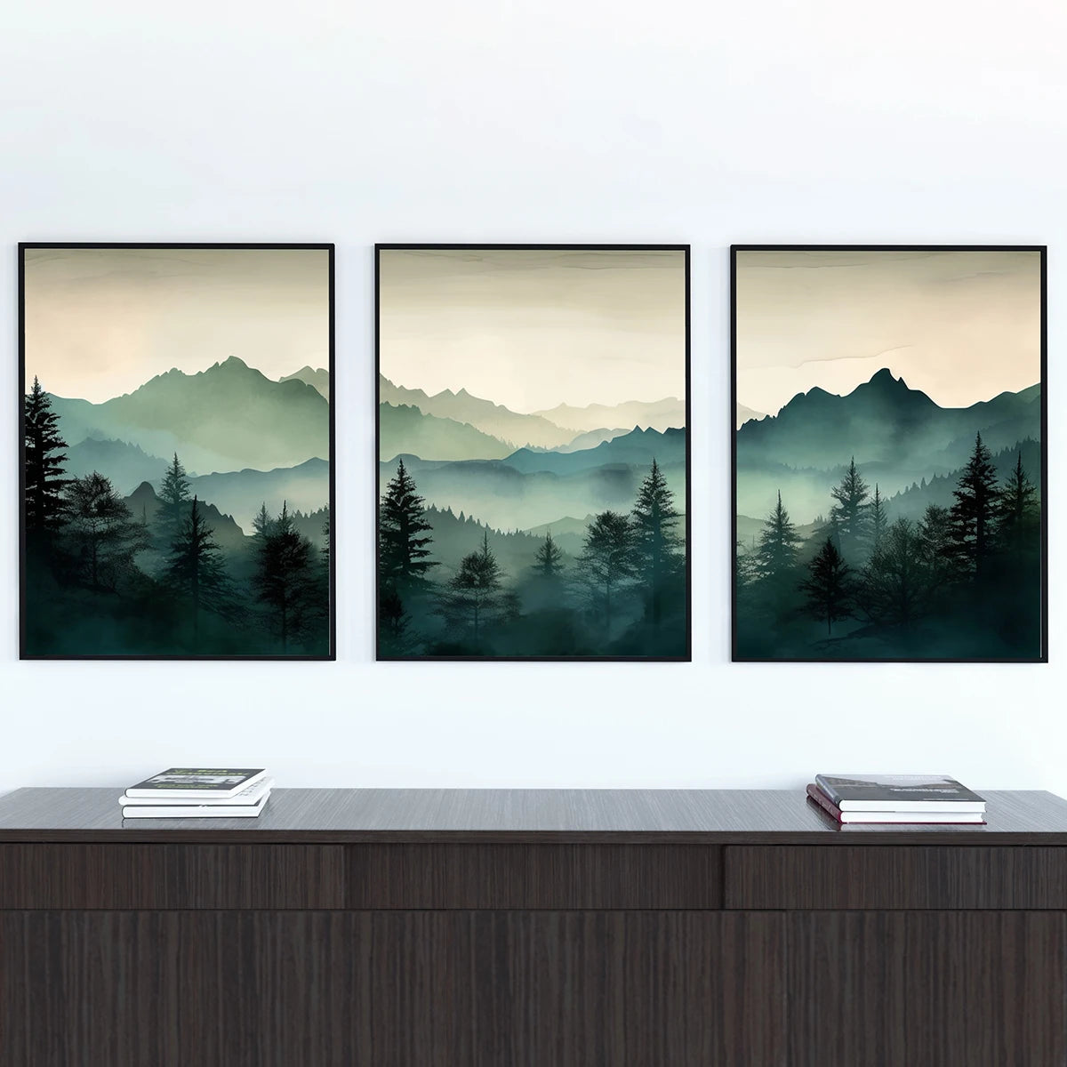 3pcs/set Abstract Sage Green Mountains Wall Art Print Poster Modern Watercolor Nature Landscape Canvas Painting Home Decor