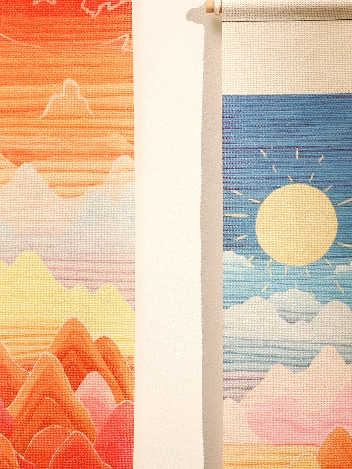 Macrame Wall Tapestry Mountain & Sunrise and sunset Boho Home Decoration Tapestry Wall Hanging Room Decors Aesthetic Wall Decor